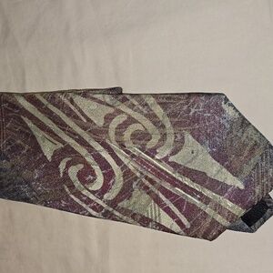 Halston Heritage Metallic Swirl Burgundy and Silver Tie‎
